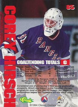 1994-95 Classic - Gold #85 Corey Hirsch  Back