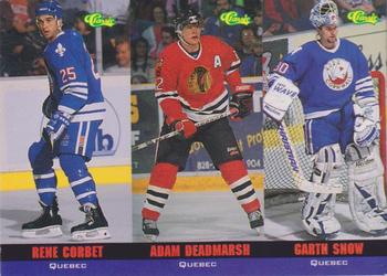 1994-95 Classic - Tri-Cards #T55 / T56 / T57 Rene Corbet / Adam Deadmarsh / Garth Snow Front