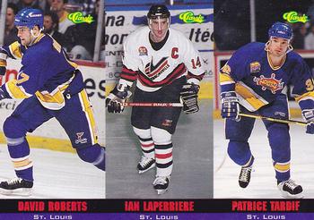 1994-95 Classic - Tri-Cards #T58 / T59 / T60 David Roberts / Ian Laperriere / Patrice Tardiff Front