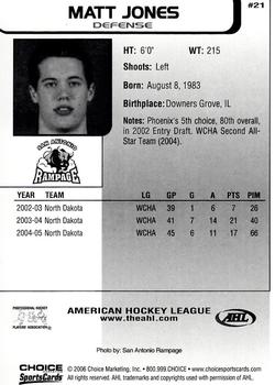 2005-06 Choice AHL Top Prospects #21 Matt Jones Back
