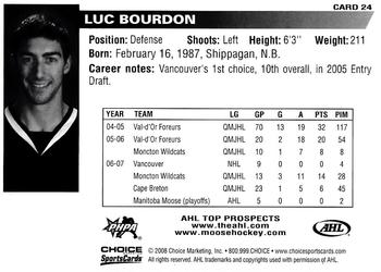 2007-08 Choice AHL Top Prospects #24 Luc Bourdon Back
