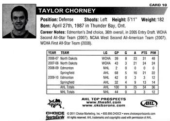 2010-11 Choice AHL Top Prospects #10 Taylor Chorney Back