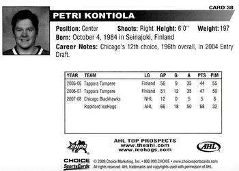2008-09 Choice AHL Top Prospects #38 Petri Kontiola Back