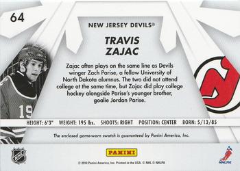 2010-11 Donruss - Boys of Winter Threads #64 Travis Zajac Back