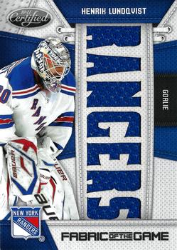 2010-11 Panini Certified - Fabric of the Game Team Die Cut #HL Henrik Lundqvist  Front