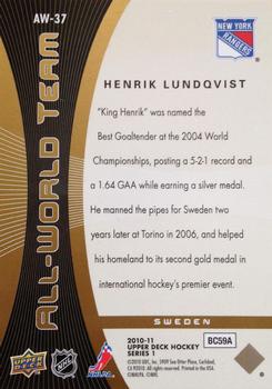 2010-11 Upper Deck - All-World Team #AW-37 Henrik Lundqvist Back