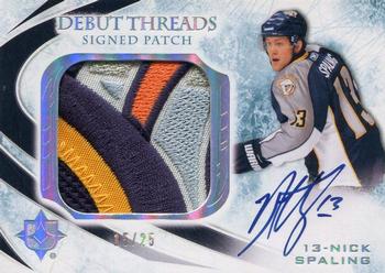 2010-11 Upper Deck Ultimate Collection - Debut Threads Patches Autographs #SDT-NS Nick Spaling  Front