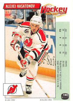1992-93 Panini Hockey Stickers (French) #180 Alexei Kasatonov  Front