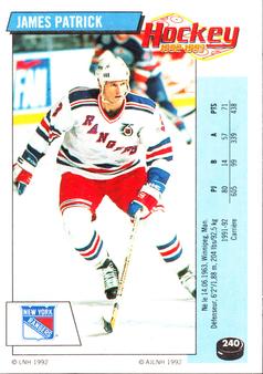 1992-93 Panini Hockey Stickers (French) #240 James Patrick  Front