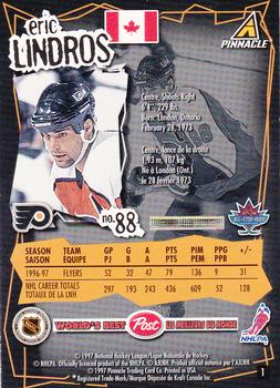 1997 Pinnacle Post #1 Eric Lindros  Back