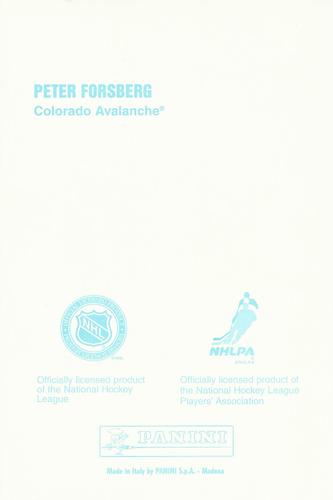 1998-99 Panini Photocards #NNO Peter Forsberg Back