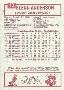 1989-90 Kraft #10 Glenn Anderson  Back