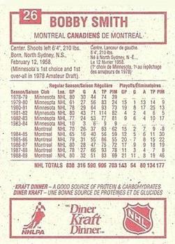 1989-90 Kraft #26 Bobby Smith  Back