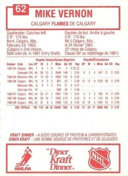1989-90 Kraft #62 Mike Vernon Back