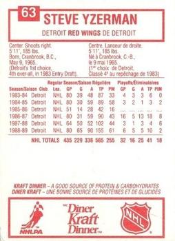 1989-90 Kraft #63 Steve Yzerman Back
