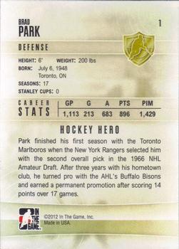 2011-12 In The Game Heroes and Prospects #1 Brad Park Back