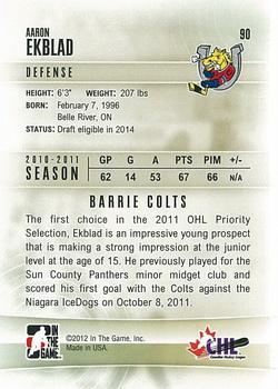 2011-12 In The Game Heroes and Prospects #90 Aaron Ekblad Back