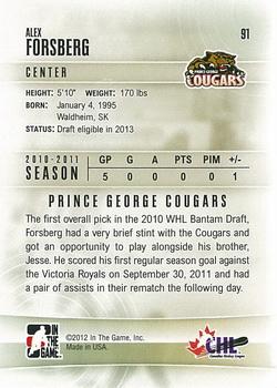 2011-12 In The Game Heroes and Prospects #91 Alex Forsberg Back