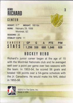 2011-12 In The Game Heroes and Prospects #3 Henri Richard Back