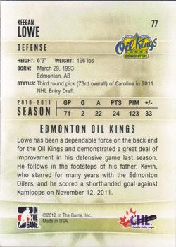2011-12 In The Game Heroes and Prospects #77 Keegan Lowe Back