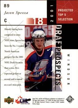 2000-01 Upper Deck CHL Prospects #89 Jason Spezza Back