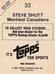 1982-83 Topps Stickers #33 Steve Shutt Back