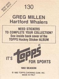 1982-83 Topps Stickers #130 Greg Millen Back