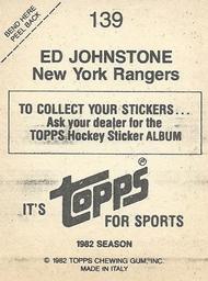 1982-83 Topps Stickers #139 Ed Johnstone Back