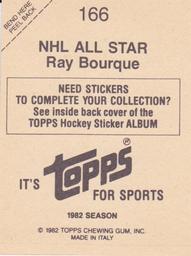 1982-83 Topps Stickers #166 Ray Bourque Back