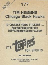 1982-83 Topps Stickers #177 Tim Higgins Back