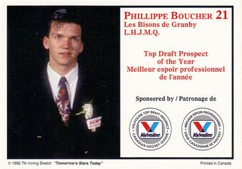 1991 7th Inning Sketch CHL Award Winners #21 Philippe Boucher Back