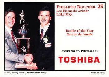 1991 7th Inning Sketch CHL Award Winners #25 Philippe Boucher Back