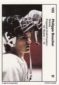 1991 7th Inning Sketch Memorial Cup (CHL) #103 Philippe Boucher Back
