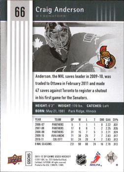 2011-12 SP Game Used #66 Craig Anderson Back