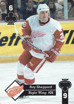 1995-96 Hoyle Western Conference Playing Cards #6♣ Ray Sheppard  Front