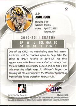 2011-12 In The Game Between The Pipes #2 J.P. Anderson Back