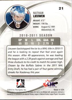 2011-12 In The Game Between The Pipes #21 Nathan Lieuwen Back