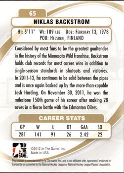 2011-12 In The Game Between The Pipes #65 Niklas Backstrom Back