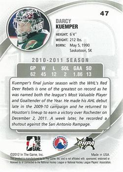 2011-12 In The Game Between The Pipes #47 Darcy Kuemper Back