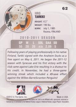 2011-12 In The Game Between The Pipes #62 Iiro Tarkki Back