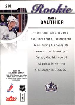 2007-08 Ultra #218 Gabe Gauthier Back