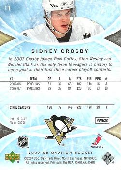 2007-08 Upper Deck Ovation #11 Sidney Crosby Back