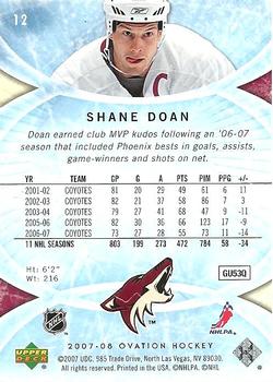 2007-08 Upper Deck Ovation #12 Shane Doan Back