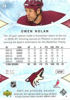 2007-08 Upper Deck Ovation #54 Owen Nolan Back