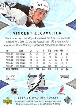 2007-08 Upper Deck Ovation #57 Vincent Lecavalier Back