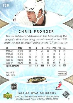 2007-08 Upper Deck Ovation #150 Chris Pronger Back
