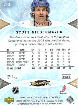 2007-08 Upper Deck Ovation #213 Scott Niedermayer Back