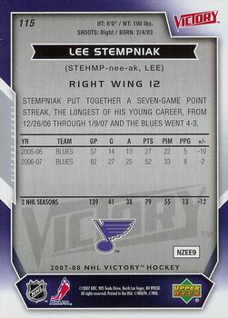 2007-08 Upper Deck Victory #115 Lee Stempniak Back