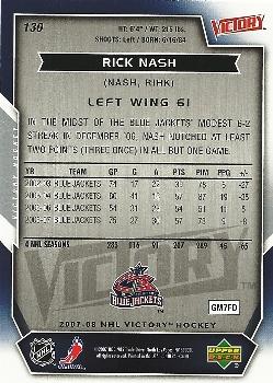 2007-08 Upper Deck Victory #130 Rick Nash Back