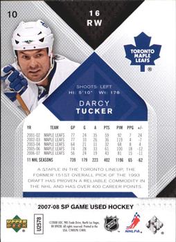 2007-08 SP Game Used #10 Darcy Tucker Back